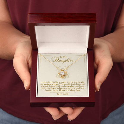 To My Daughter - Love Dad - Beautiful Gift Set - Love Knot Necklace -DLK016