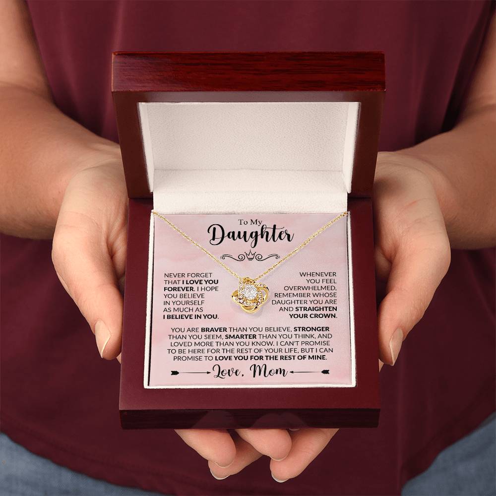 To My Daughter - Love Mom - Beautiful Gift Set - Love Knot Necklace -DLK022