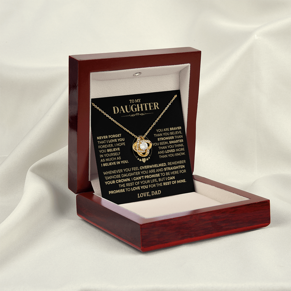 To My Daughter - Love Dad - Beautiful Gift Set - Love Knot Necklace -DLK001