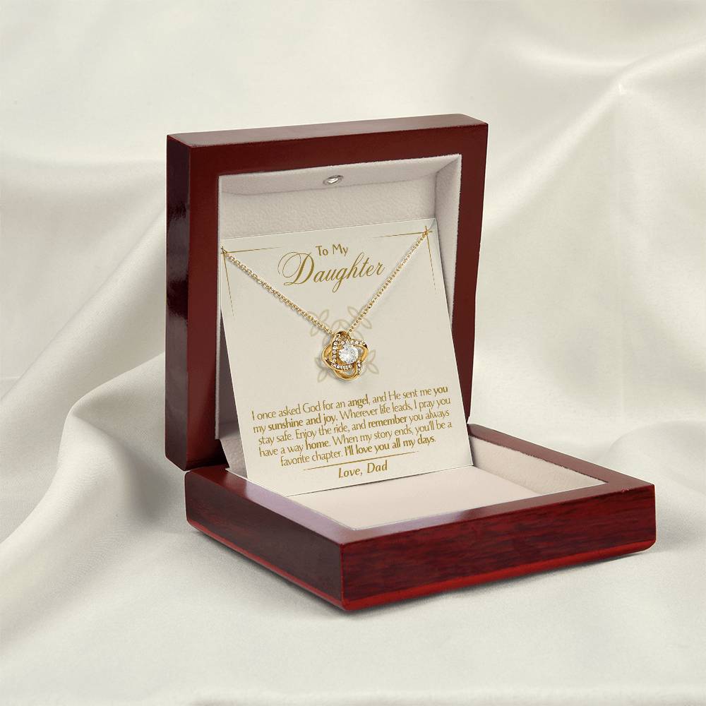 To My Daughter - Love Dad - Beautiful Gift Set - Love Knot Necklace -DLK016