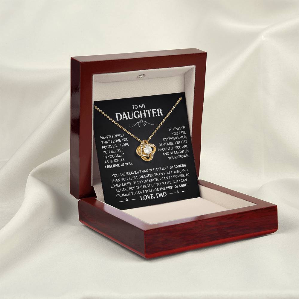 To My Daughter - Love Dad - Beautiful Gift Set - Love Knot Necklace -DLK008