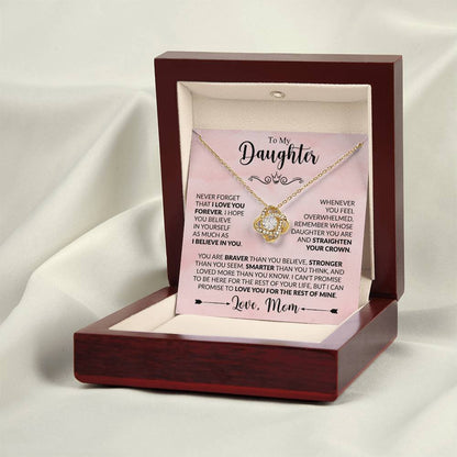 To My Daughter - Love Mom - Beautiful Gift Set - Love Knot Necklace -DLK022