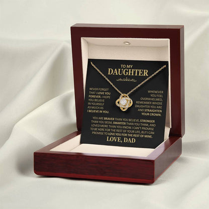 To My Daughter - Love Dad - Beautiful Gift Set - Love Knot Necklace -DLK020