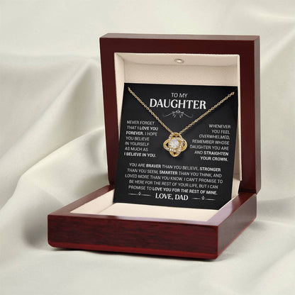 To My Daughter - Love Dad - Beautiful Gift Set - Love Knot Necklace -DLK008