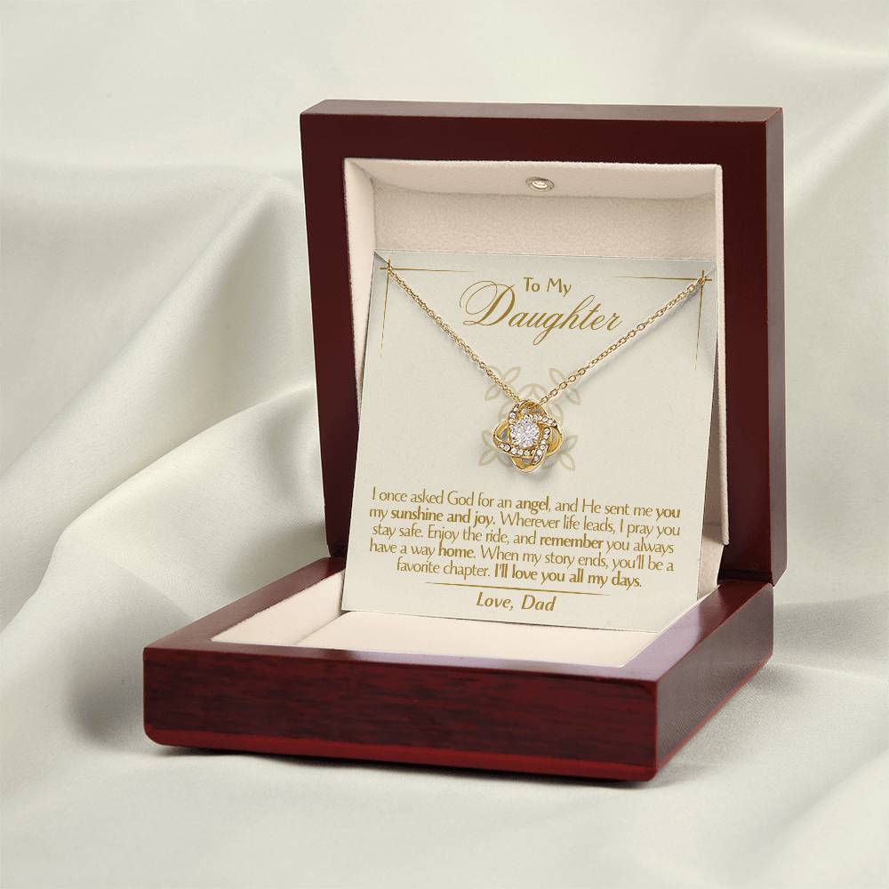 To My Daughter - Love Dad - Beautiful Gift Set - Love Knot Necklace -DLK016