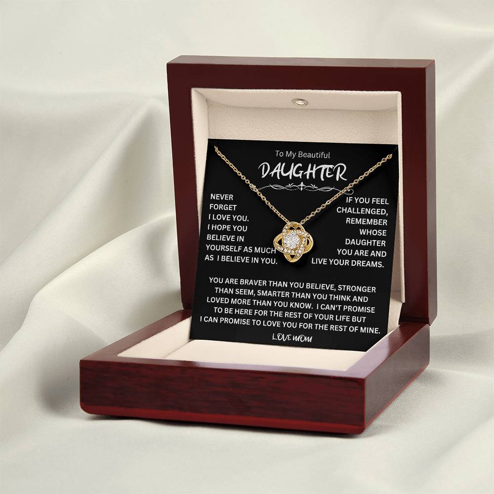 To My Daughter - Love Dad - Beautiful Gift Set - Love Knot Necklace -DLK014