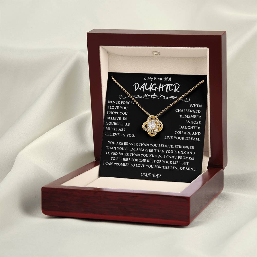 To My Daughter - Love Dad - Beautiful Gift Set - Love Knot Necklace -DLK019