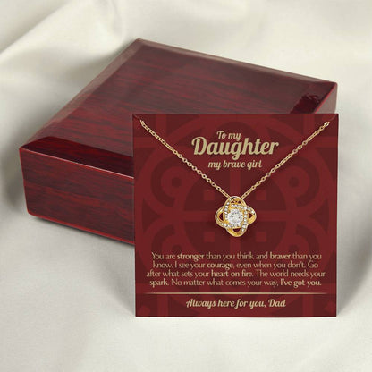 To My Daughter - Love Dad - Beautiful Gift Set - Love Knot Necklace -DLK003
