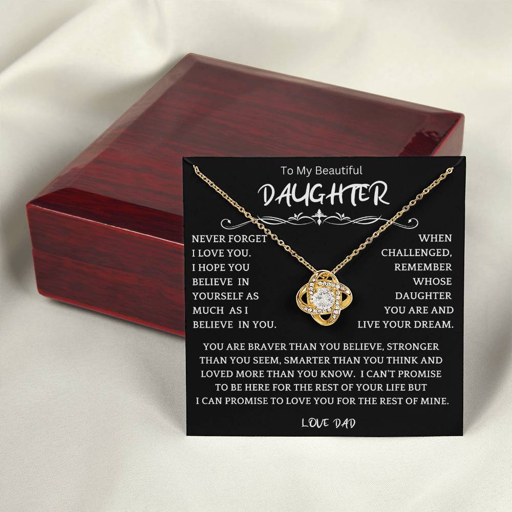To My Daughter - Love Dad - Beautiful Gift Set - Love Knot Necklace -DLK019