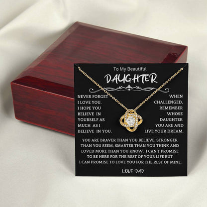To My Daughter - Love Dad - Beautiful Gift Set - Love Knot Necklace -DLK019