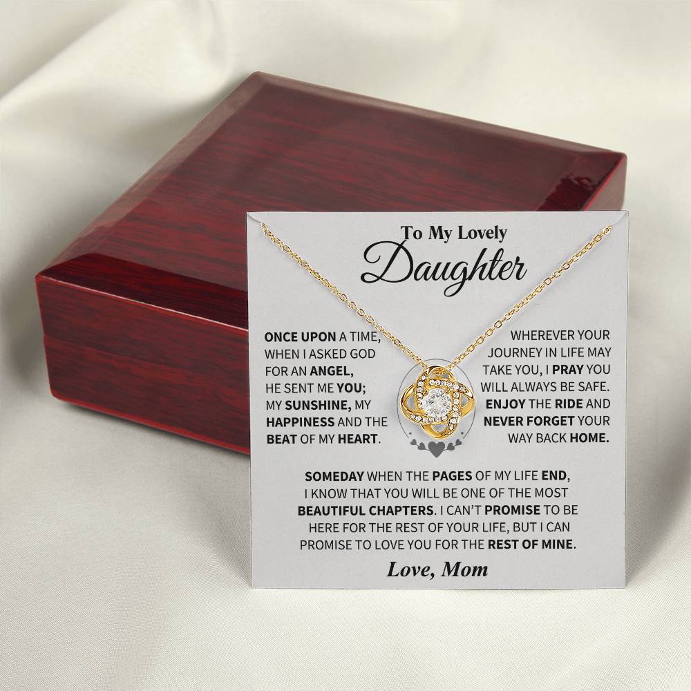 To My Daughter - Love Dad - Beautiful Gift Set - Love Knot Necklace -DLK012