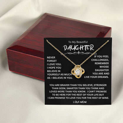 To My Daughter - Love Dad - Beautiful Gift Set - Love Knot Necklace -DLK014