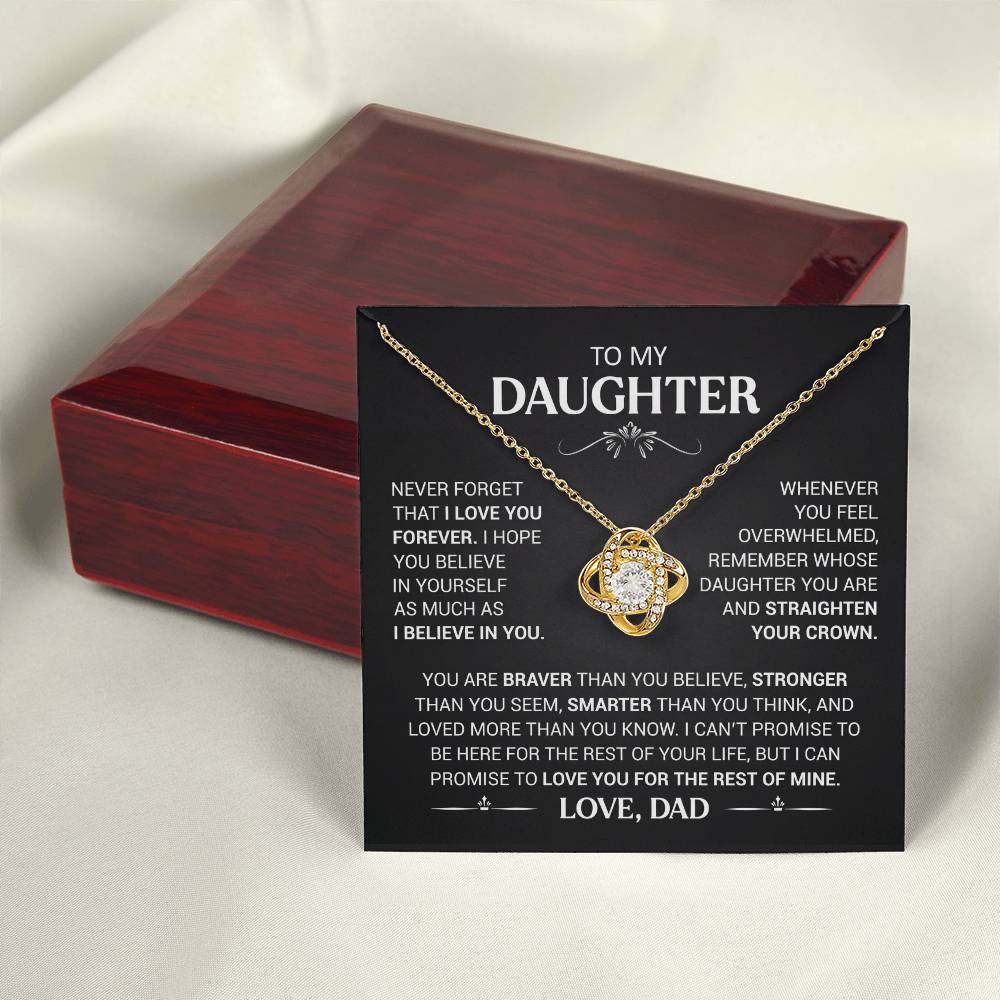 To My Daughter - Love Dad - Beautiful Gift Set - Love Knot Necklace -DLK008