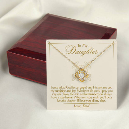 To My Daughter - Love Dad - Beautiful Gift Set - Love Knot Necklace -DLK016