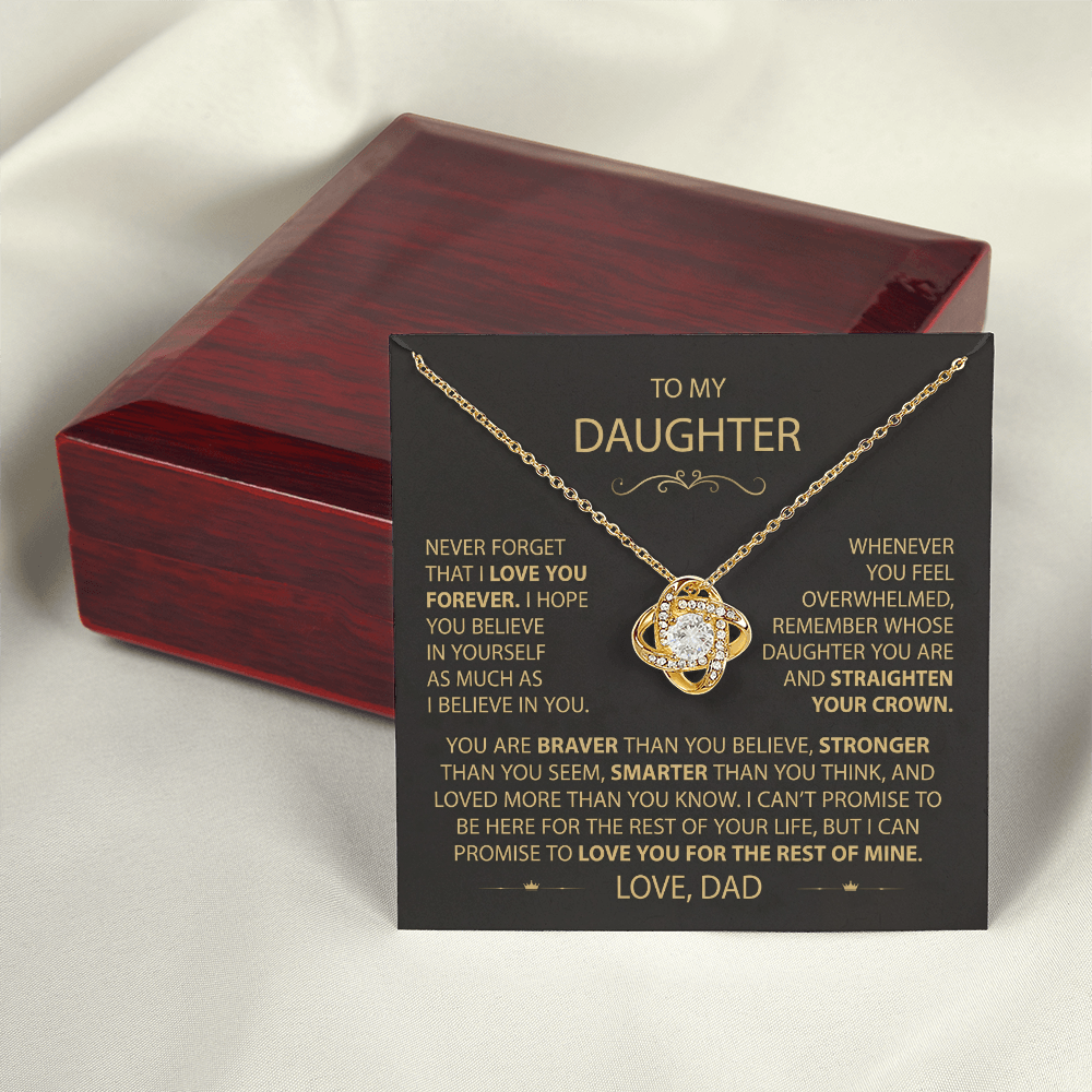 To My Daughter - Love Dad - Beautiful Gift Set - Love Knot Necklace -DLK002