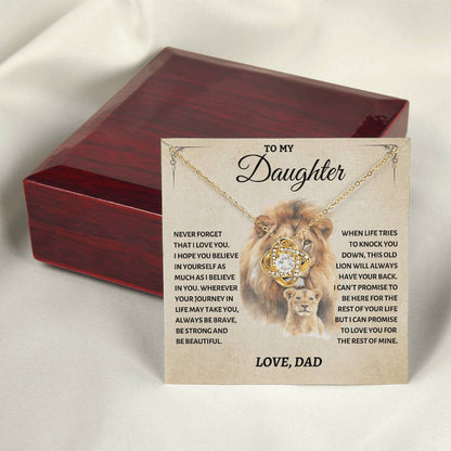 To My Daughter - Love Dad - Beautiful Gift Set - Love Knot Necklace -DLK011