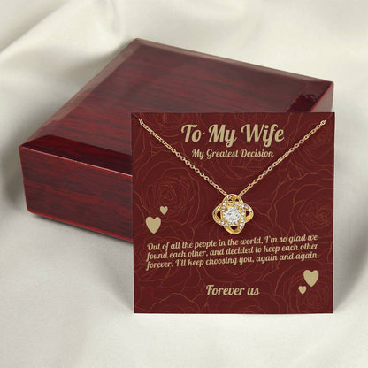 To My Wife - Beautiful Gift Set - Love Knot Necklace - WLKL003