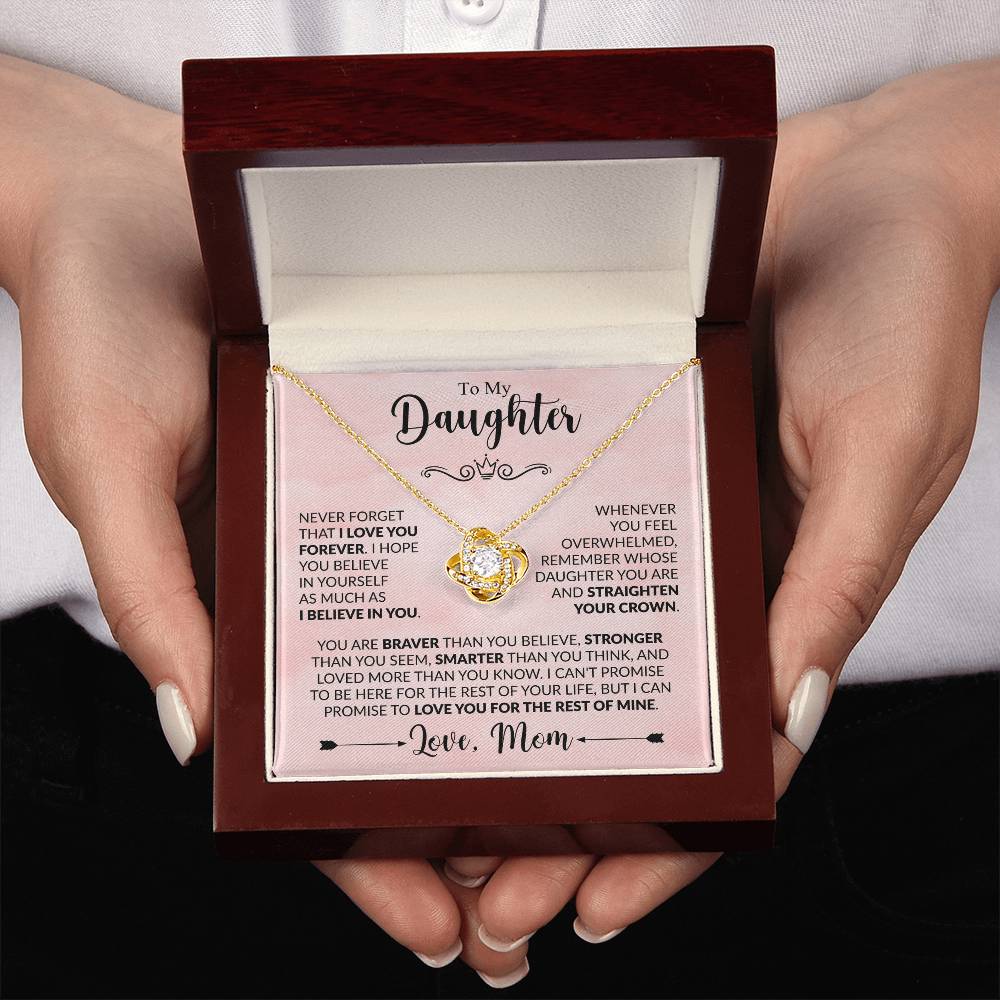 To My Daughter - Love Mom - Beautiful Gift Set - Love Knot Necklace -DLK022