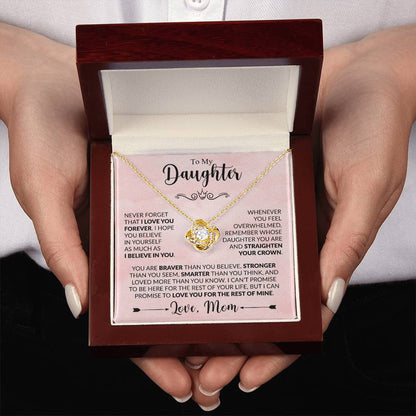 To My Daughter - Love Mom - Beautiful Gift Set - Love Knot Necklace -DLK022