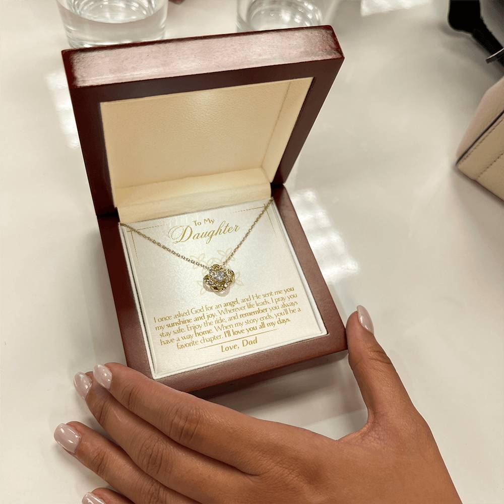To My Daughter - Love Dad - Beautiful Gift Set - Love Knot Necklace -DLK016