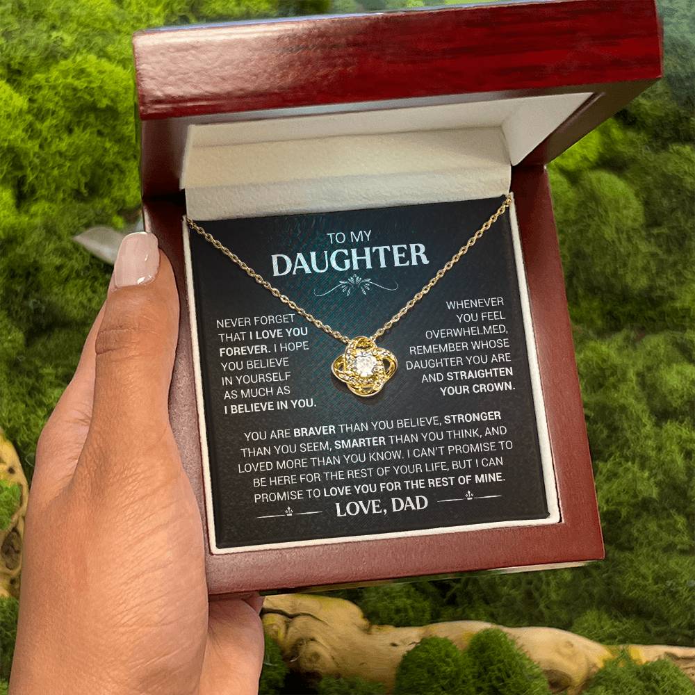 To My Daughter - Love Dad - Beautiful Gift Set - Love Knot Necklace -DLK008