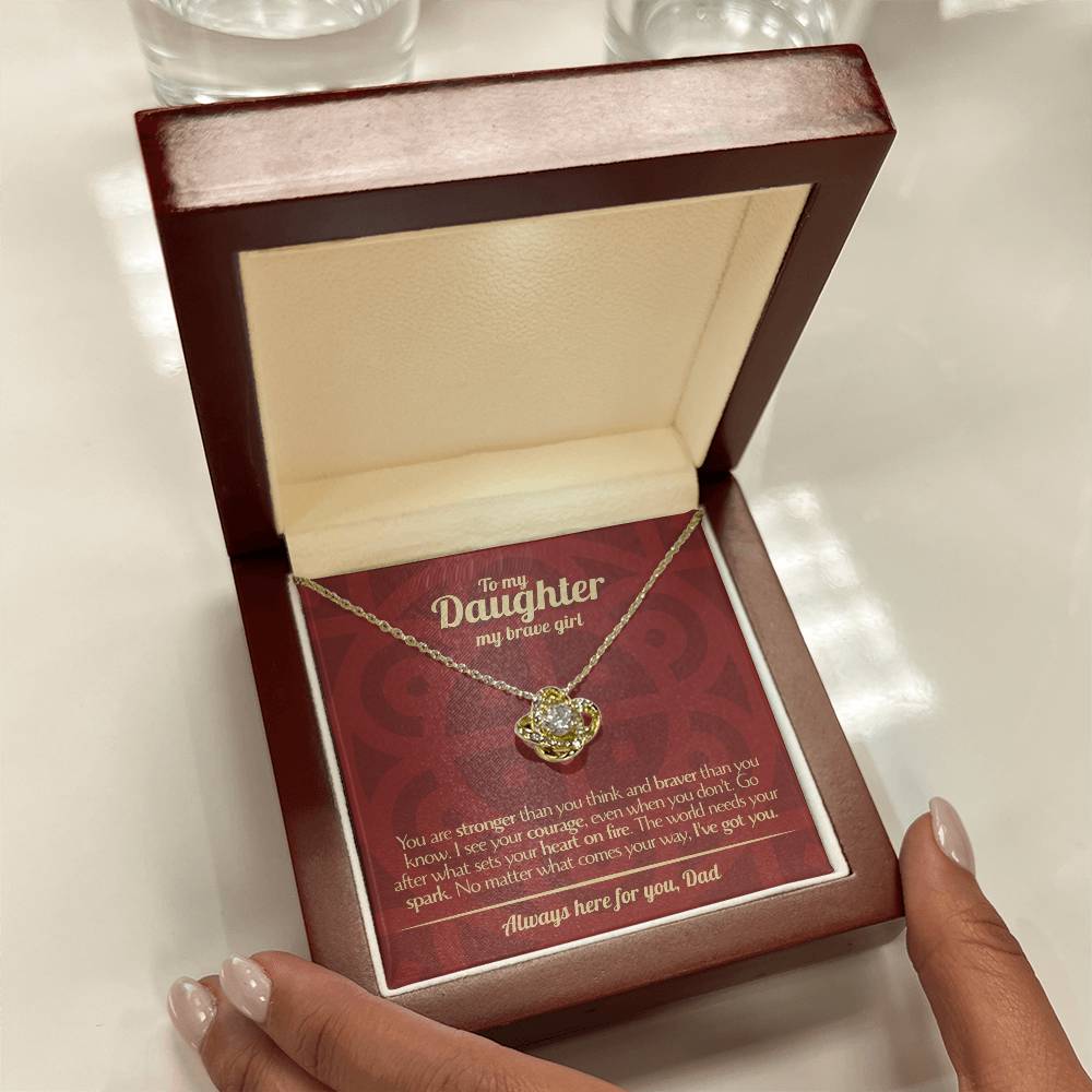 To My Daughter - Love Dad - Beautiful Gift Set - Love Knot Necklace -DLK003