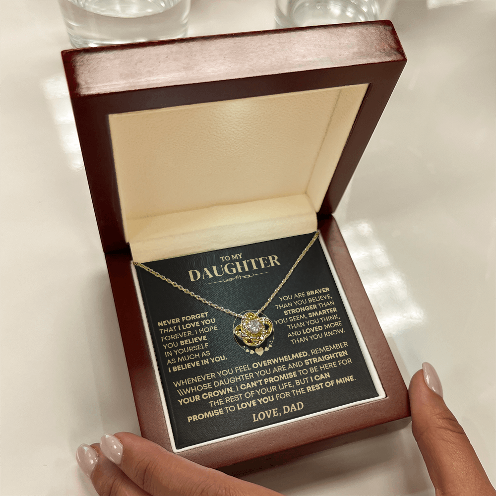 To My Daughter - Love Dad - Beautiful Gift Set - Love Knot Necklace -DLK001