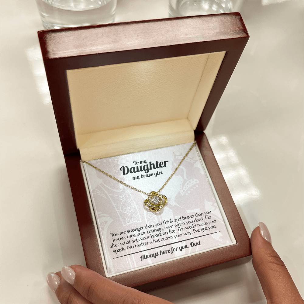 To My Daughter - Love Dad - Beautiful Gift Set - Love Knot Necklace -DLK017