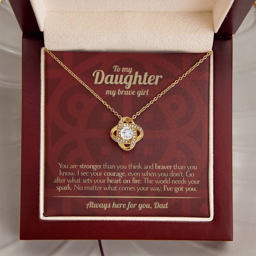 To My Daughter - Love Dad - Beautiful Gift Set - Love Knot Necklace -DLK003