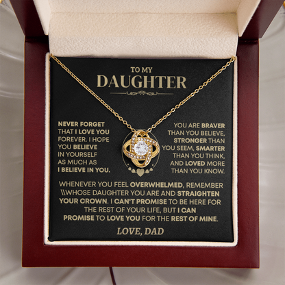 To My Daughter - Love Dad - Beautiful Gift Set - Love Knot Necklace -DLK001