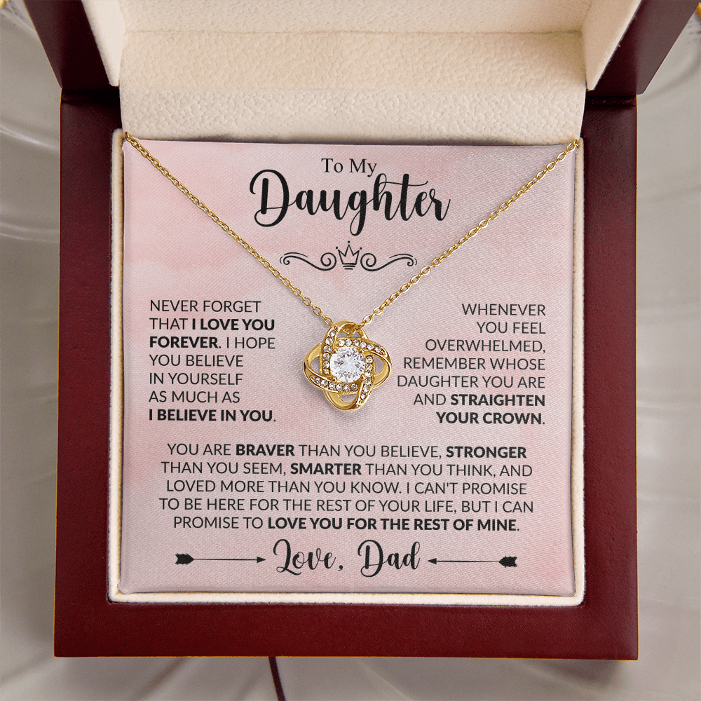 To My Daughter - Love Dad - Beautiful Gift Set - Love Knot Necklace -DLK021