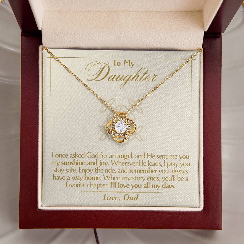 To My Daughter - Love Dad - Beautiful Gift Set - Love Knot Necklace -DLK016