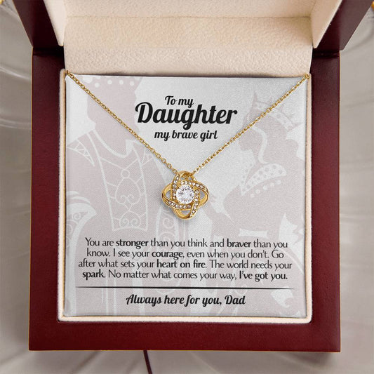 To My Daughter - Love Dad - Beautiful Gift Set - Love Knot Necklace -DLK017