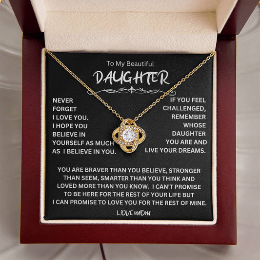 To My Daughter - Love Dad - Beautiful Gift Set - Love Knot Necklace -DLK014