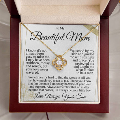 To My Mom - Beautiful Gift Set - Love Knot Necklace -MLK004