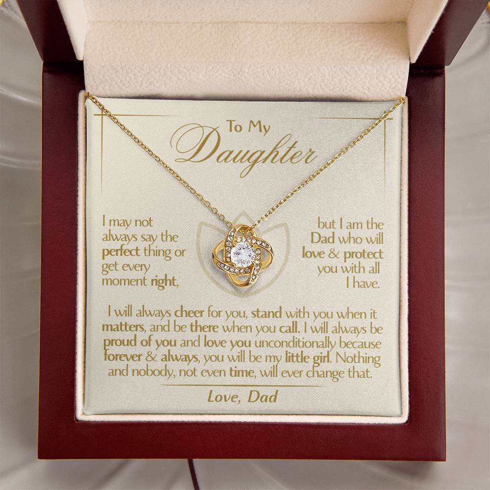 To My Daughter - Love Dad - Beautiful Gift Set - Love Knot Necklace -DLK010