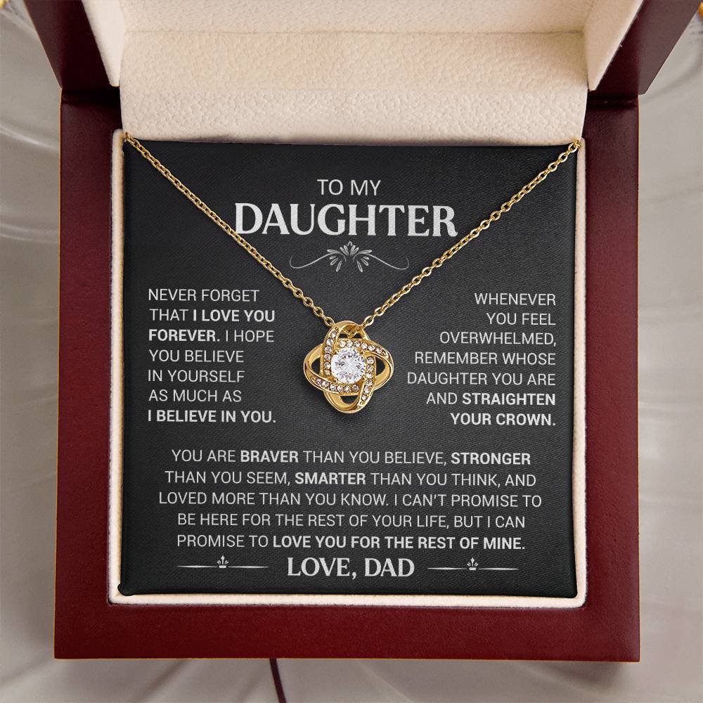 To My Daughter - Love Dad - Beautiful Gift Set - Love Knot Necklace -DLK013
