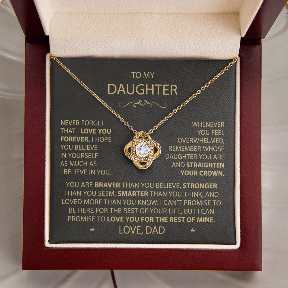 To My Daughter - Love Dad - Beautiful Gift Set - Love Knot Necklace -DLK002