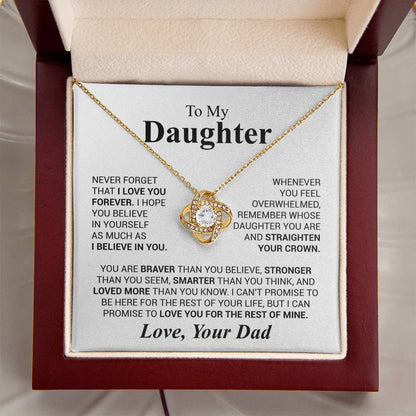 To My Daughter - Love Dad - Beautiful Gift Set - Love Knot Necklace -DLK023