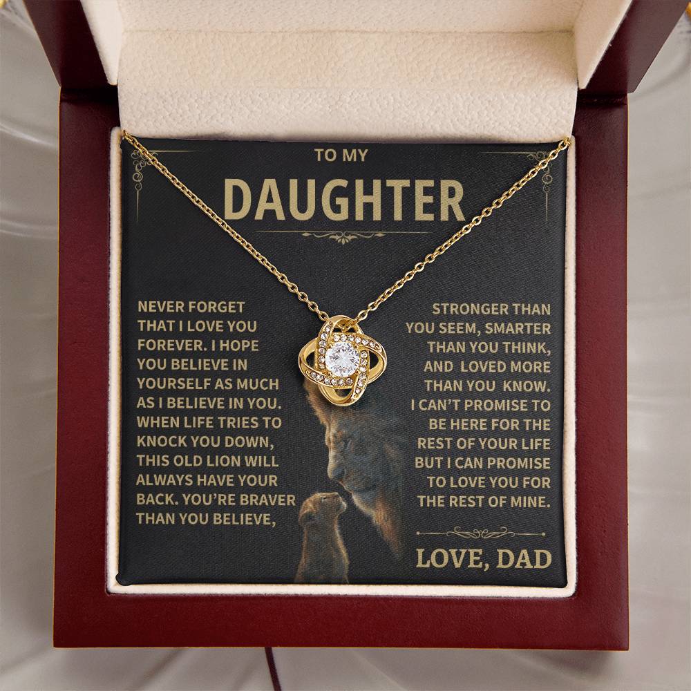 To My Daughter - Love Dad - Beautiful Gift Set - Love Knot Necklace -DLK009