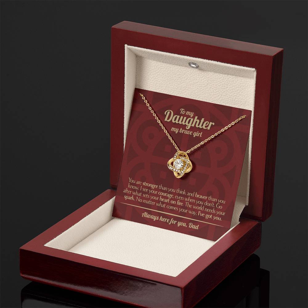 To My Daughter - Love Dad - Beautiful Gift Set - Love Knot Necklace -DLK003