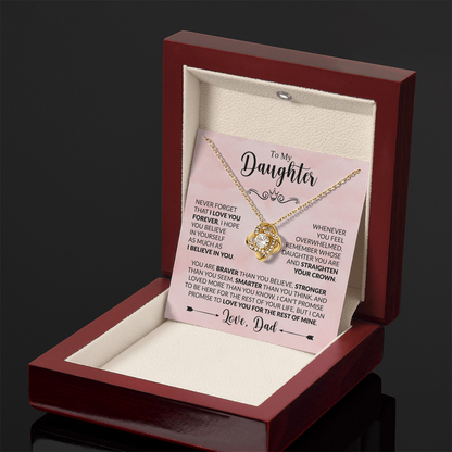 To My Daughter - Love Dad - Beautiful Gift Set - Love Knot Necklace -DLK021