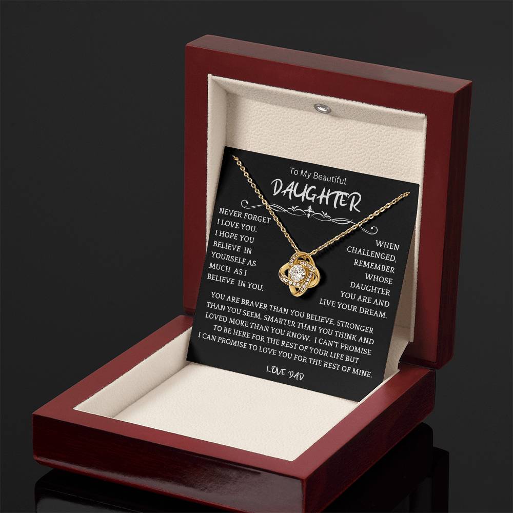 To My Daughter - Love Dad - Beautiful Gift Set - Love Knot Necklace -DLK019
