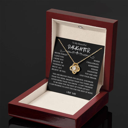 To My Daughter - Love Dad - Beautiful Gift Set - Love Knot Necklace -DLK019