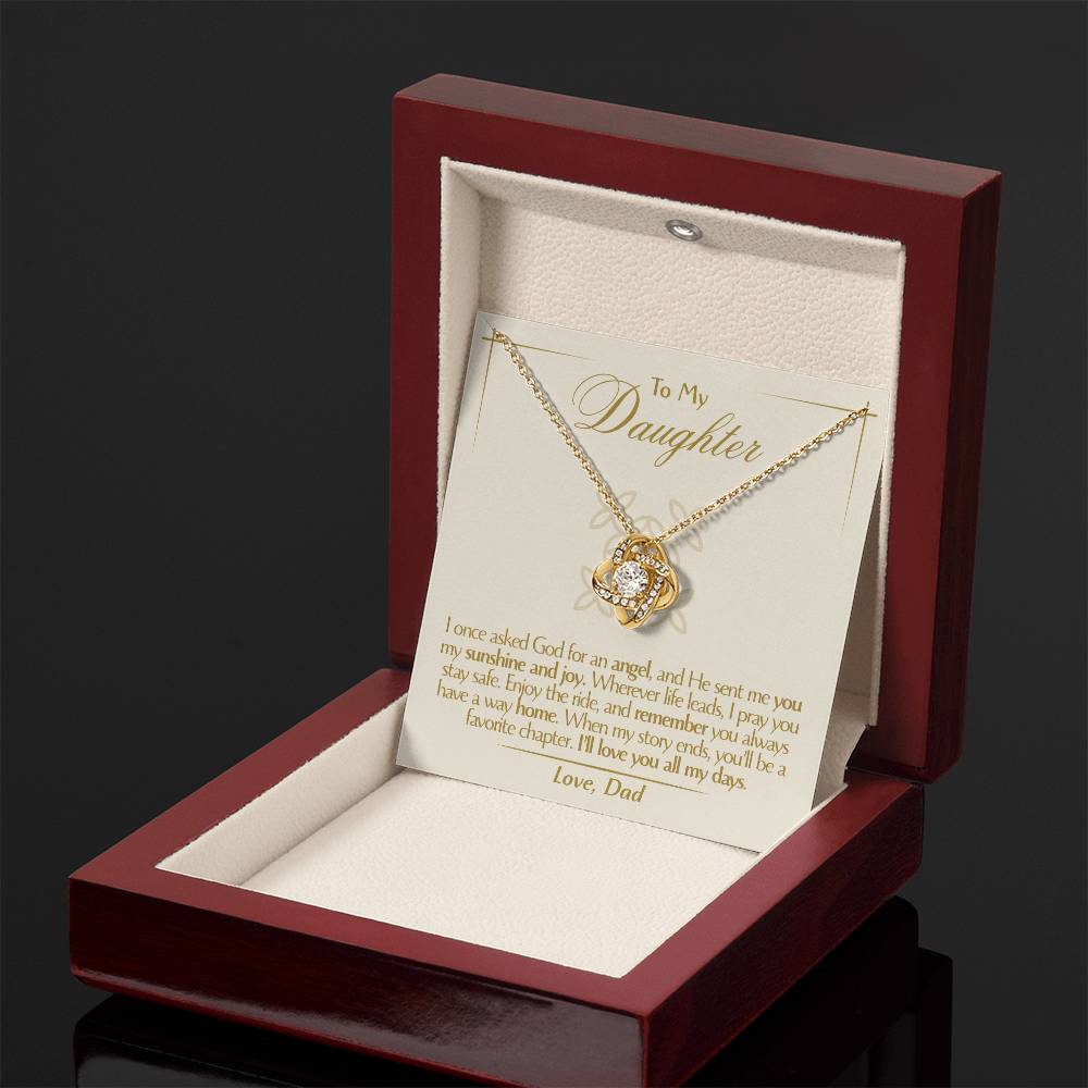 To My Daughter - Love Dad - Beautiful Gift Set - Love Knot Necklace -DLK016