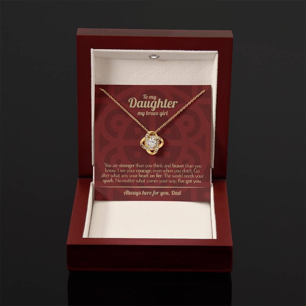 To My Daughter - Love Dad - Beautiful Gift Set - Love Knot Necklace -DLK003