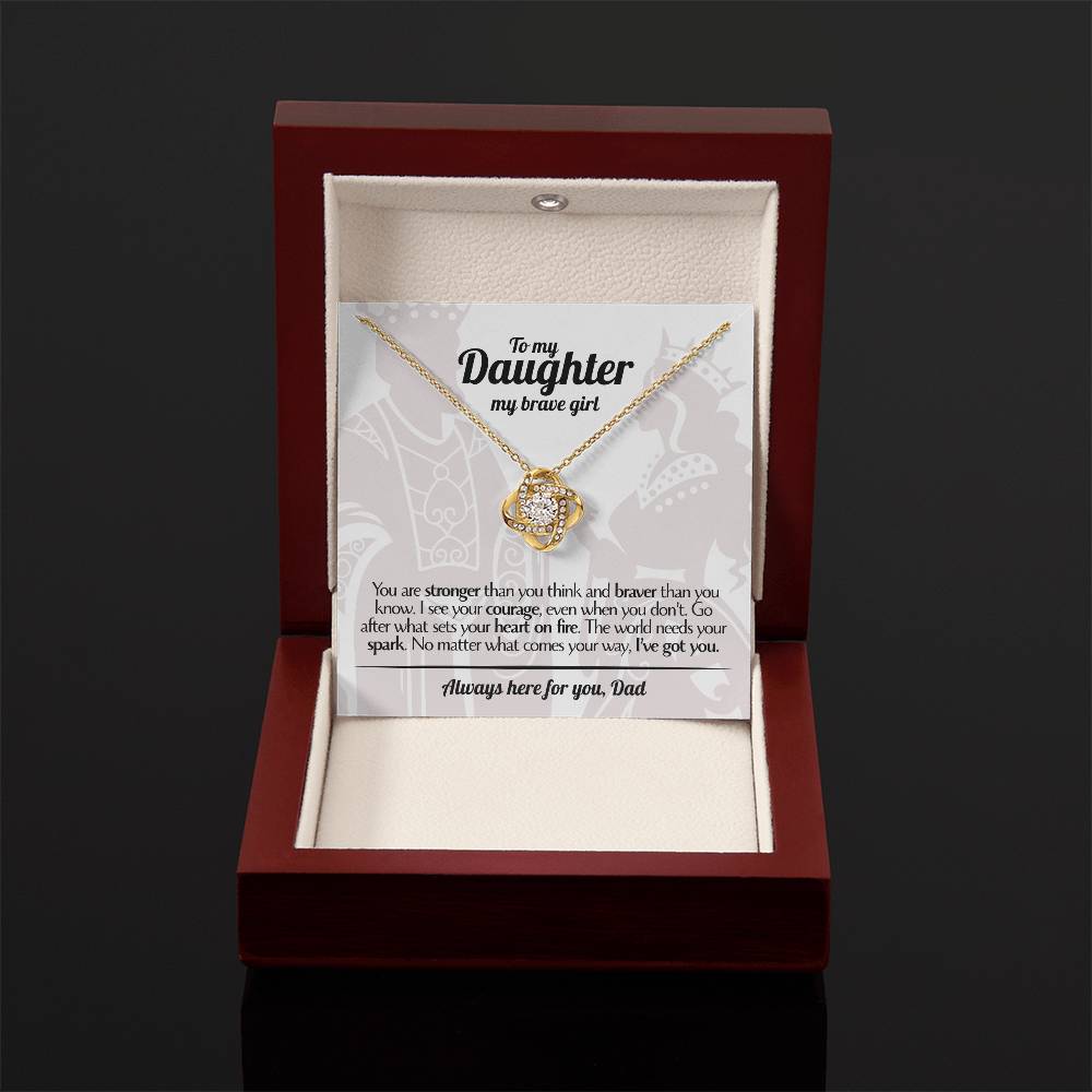 To My Daughter - Love Dad - Beautiful Gift Set - Love Knot Necklace -DLK017