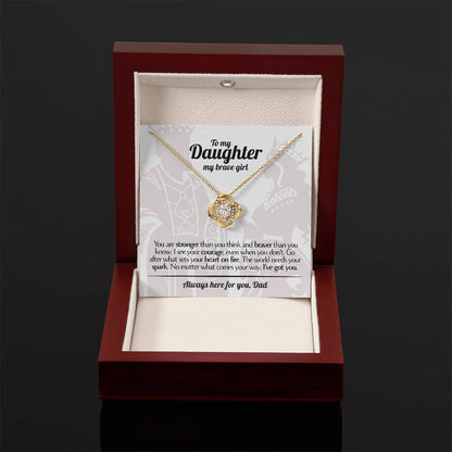 To My Daughter - Love Dad - Beautiful Gift Set - Love Knot Necklace -DLK017
