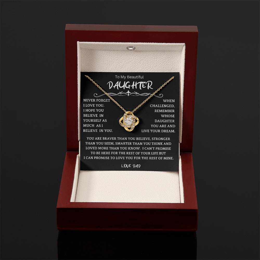 To My Daughter - Love Dad - Beautiful Gift Set - Love Knot Necklace -DLK019