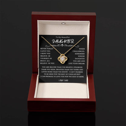To My Daughter - Love Dad - Beautiful Gift Set - Love Knot Necklace -DLK019